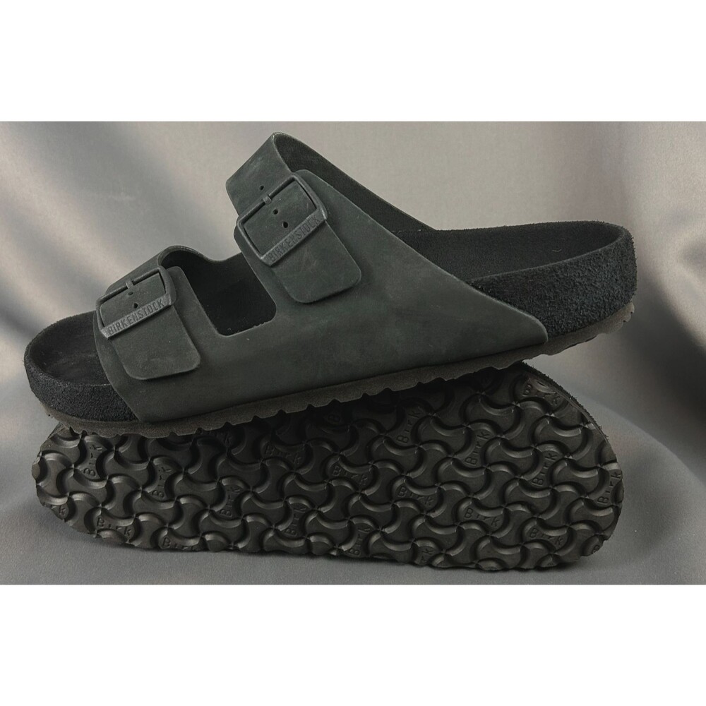 Birkenstock Arizona Birko Flor Black Sandals Size Men's EU 45, US 12